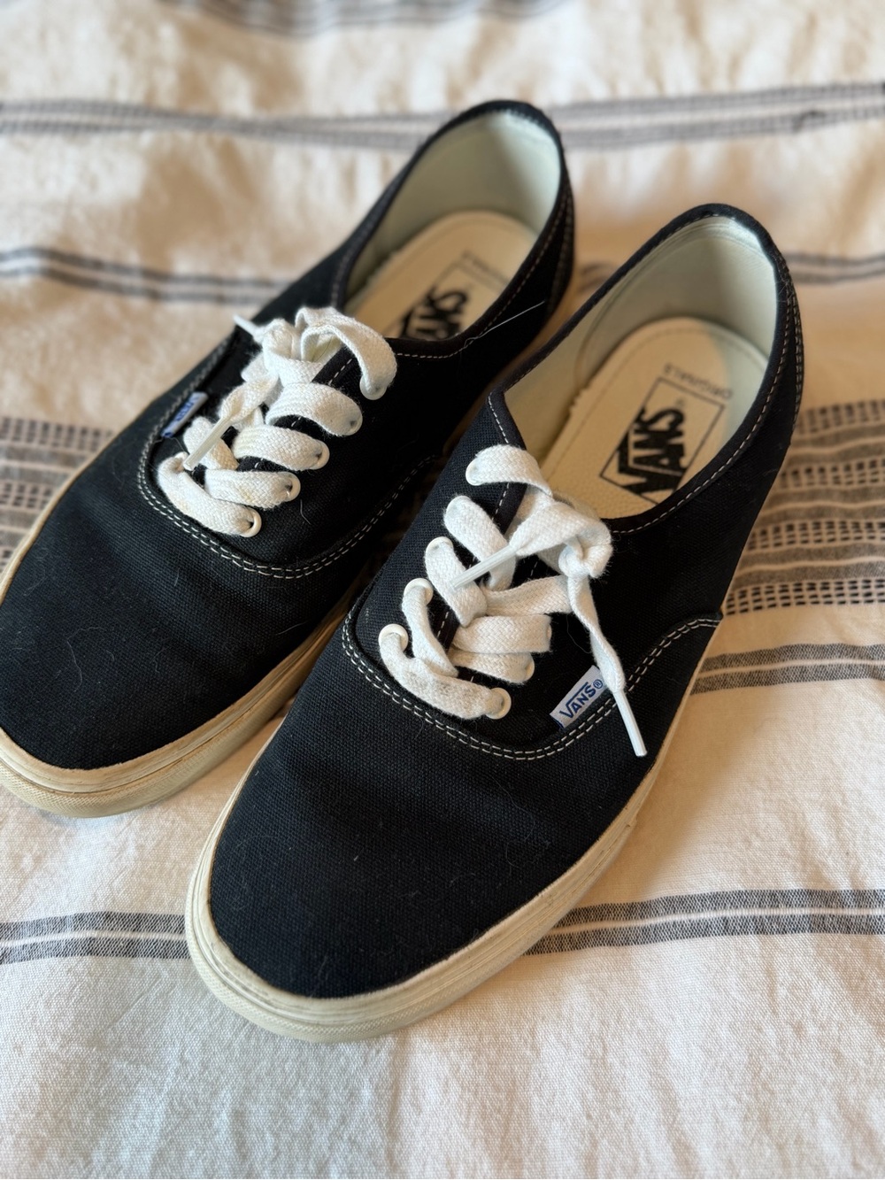 Vans Black Canvas Low-Top Sneakers with White Laces